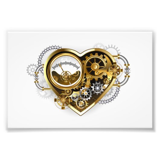 Steampunk Heart met een manometer Foto Afdruk (Voorkant)