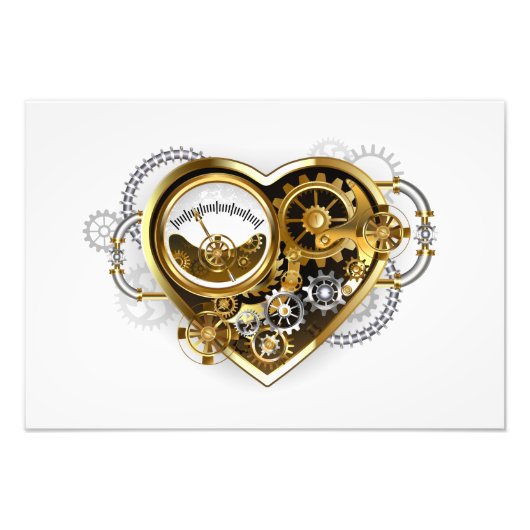 Steampunk Heart met een manometer Foto Afdruk (Voorkant)