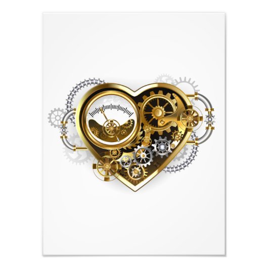 Steampunk Heart met een manometer Foto Afdruk (Voorkant)