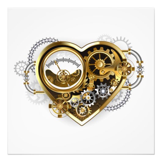 Steampunk Heart met een manometer Foto Afdruk (Voorkant)