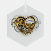 Steampunk Heart met een manometer Glas Ornament (Achterkant)