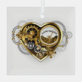 Steampunk Heart met een manometer Glas Ornament (Achterkant)