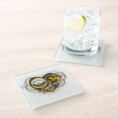 Steampunk Heart met een manometer Glazen Onderzetter (Schuin)