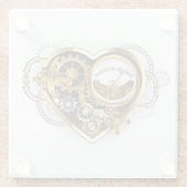 Steampunk Heart met een manometer Glazen Onderzetter (Achterkant)