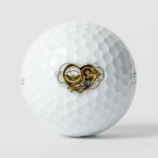 Steampunk Heart met een manometer Golfballen (Voorkant)