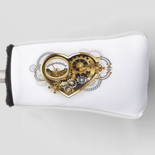 Steampunk Heart met een manometer Golfheadcover (Voorkant)