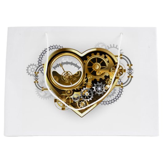Steampunk Heart met een manometer Groot Cadeauzakje (Voorkant)