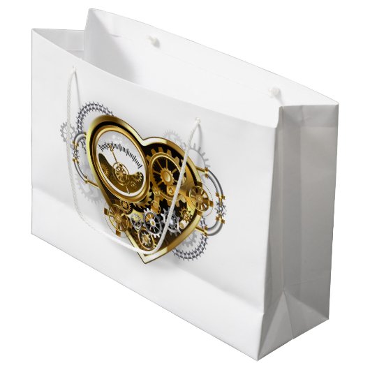 Steampunk Heart met een manometer Groot Cadeauzakje (Voorkant Gekanteld)