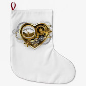 Steampunk Heart met een manometer Grote Kerstsok (Voorkant)