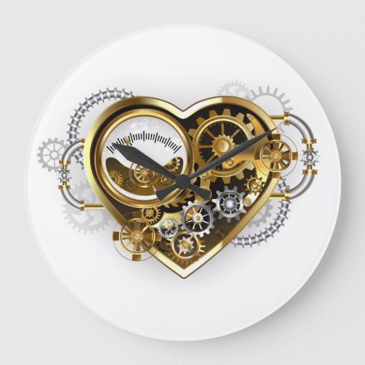 Steampunk Heart met een manometer Grote Klok (Voorkant)