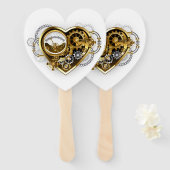 Steampunk Heart met een manometer Handwaaier (Voorkant en achterkant)