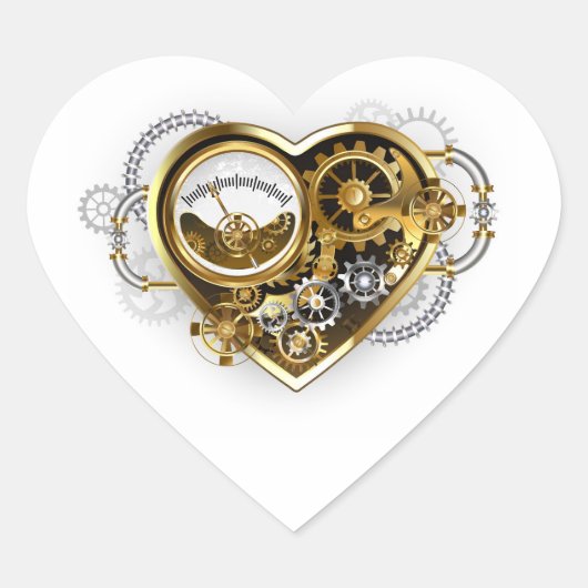 Steampunk Heart met een manometer Hart Sticker (Voorkant)