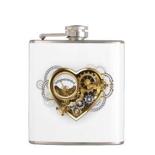 Steampunk Heart met een manometer Heupfles