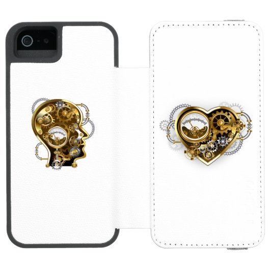 Steampunk Heart met een manometer Incipio iPhone Portemonnee Hoesje (Agenda Open)