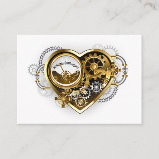 Steampunk Heart met een manometer Informatiekaartje (Voorkant)