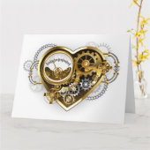 Steampunk Heart met een manometer Kaart (Gele Bloem)