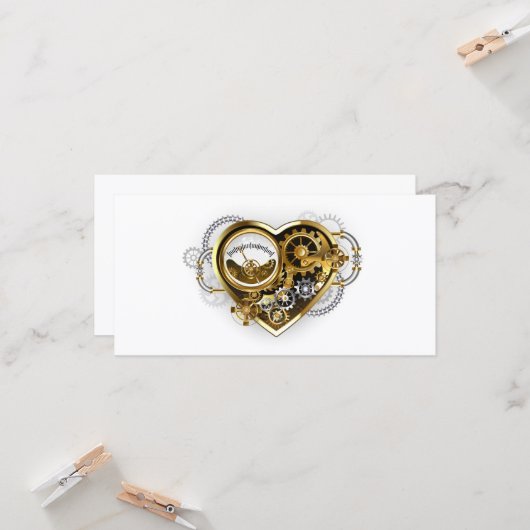 Steampunk Heart met een manometer Kaart (Voorkant / Achterkant in situ)