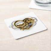 Steampunk Heart met een manometer Kartonnen Onderzetters (Schuin)