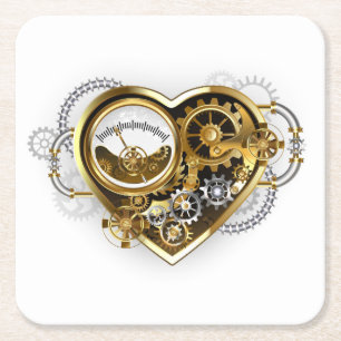 Steampunk Heart met een manometer Kartonnen Onderzetters