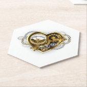 Steampunk Heart met een manometer Kartonnen Onderzetters (Schuin)