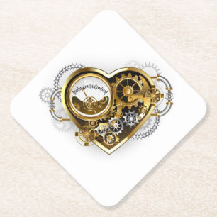 Steampunk Heart met een manometer Kartonnen Onderzetters