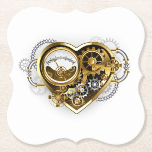 Steampunk Heart met een manometer Kartonnen Onderzetters