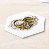 Steampunk Heart met een manometer Kartonnen Onderzetters (Schuin)