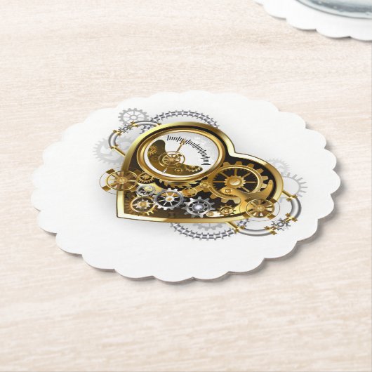 Steampunk Heart met een manometer Kartonnen Onderzetters (Gekanteld)