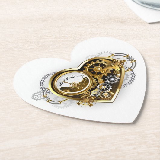 Steampunk Heart met een manometer Kartonnen Onderzetters (Gekanteld)
