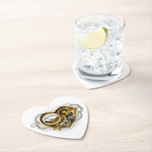 Steampunk Heart met een manometer Kartonnen Onderzetters (Insitu)