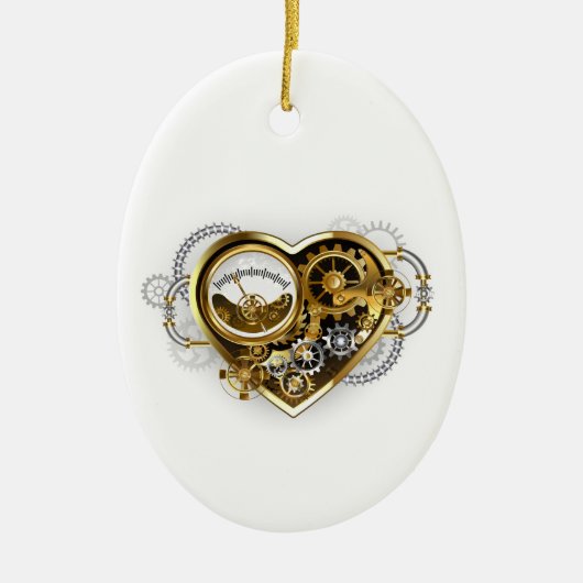 Steampunk Heart met een manometer Keramisch Ornament (Voorkant)