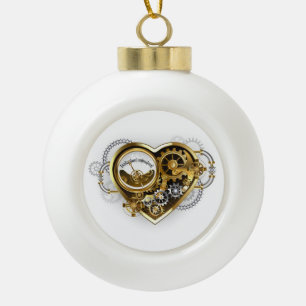 Steampunk Heart met een manometer Keramische Bal Ornament