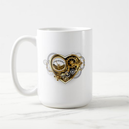 Steampunk Heart met een manometer Koffiemok (Links)