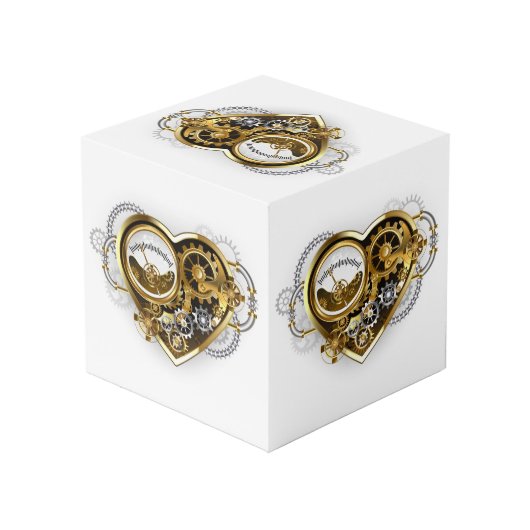 Steampunk Heart met een manometer Kubus (Achter hoekig)