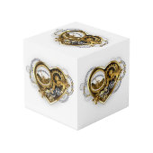 Steampunk Heart met een manometer Kubus (Voorkant hoekig)
