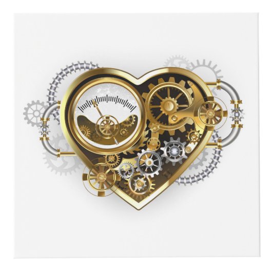 Steampunk Heart met een manometer Kubus (Voorkant)