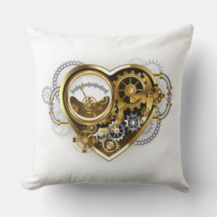 Steampunk Heart met een manometer Kussen