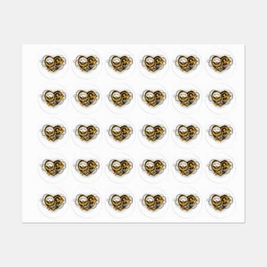 Steampunk Heart met een manometer Labels (Vel)