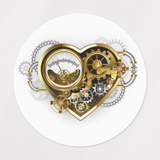 Steampunk Heart met een manometer Labels (Design 1)