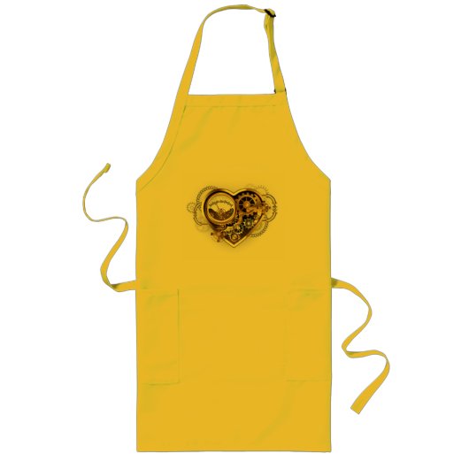 Steampunk Heart met een manometer Lang Schort (Voorkant)