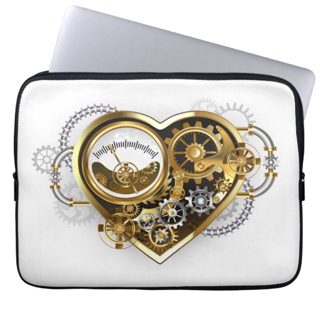Steampunk Heart met een manometer Laptop Sleeve (Voorkant)