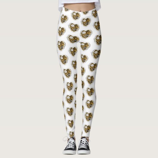 Steampunk Heart met een manometer Leggings (Voorkant)