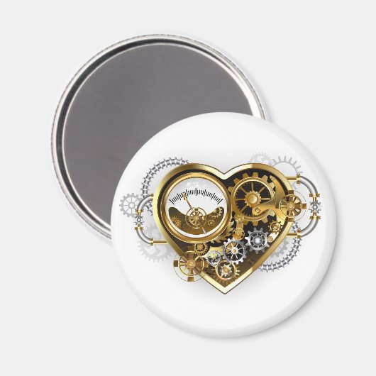 Steampunk Heart met een manometer Magneet (Voorkant / Achterkant)