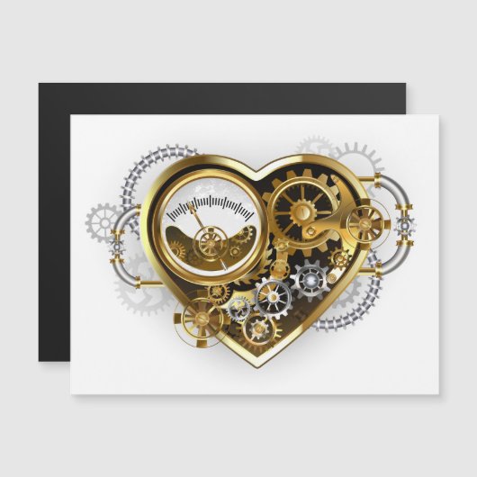 Steampunk Heart met een manometer Magnetische Uitnodiging (Voorkant / Achterkant)
