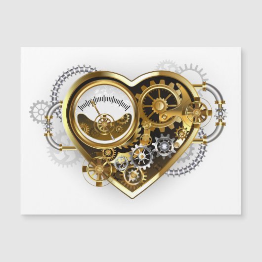 Steampunk Heart met een manometer Magnetische Uitnodiging (Voorkant)