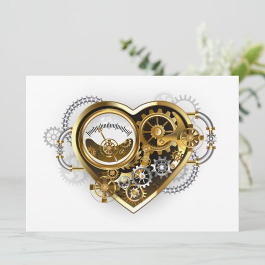 Steampunk Heart met een manometer Menu (Staand voorkant)
