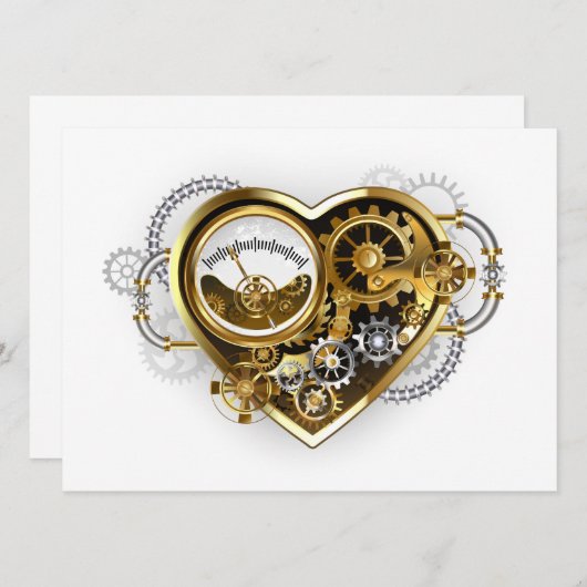 Steampunk Heart met een manometer Menu (Voorkant / Achterkant)