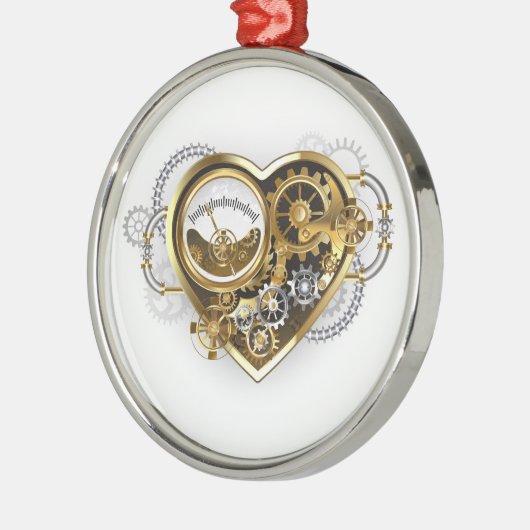 Steampunk Heart met een manometer Metalen Ornament (Links)