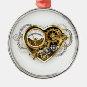 Steampunk Heart met een manometer Metalen Ornament (Voorkant)