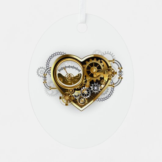 Steampunk Heart met een manometer Metalen Ornament (Voorkant)